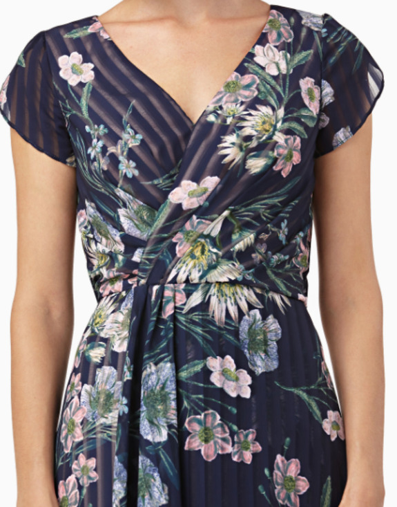 Kay Unger Ricarda Navy Floral Maxi Dress Sz 8 - Picture 2 of 15